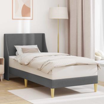 ARDEBO.de - Bettrahmen mit Kopfteil Dunkelgrau 90 x 190 cm Stoff