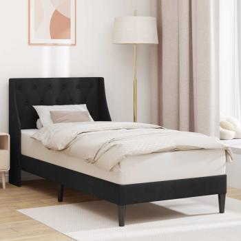 ARDEBO.de - Bettrahmen mit Kopfteil Schwarz 90 x 200 cm Samt
