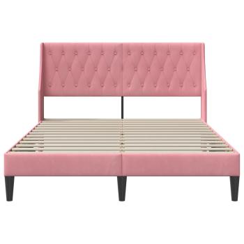 Bettrahmen mit Kopfteil Rosa 120 x 200 cm Samt