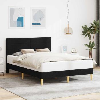 ARDEBO.de - Bettrahmen mit Kopfteil Schwarz 120 x 190 cm Stoff
