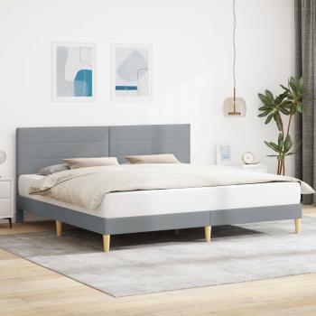 ARDEBO.de - Bettrahmen mit Kopfteil Hellgrau 200 x 200 cm Stoff