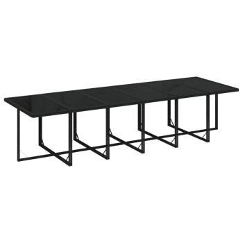 13-tlg. Garten-Essgruppe mit Kissen Poly Rattan Schwarz