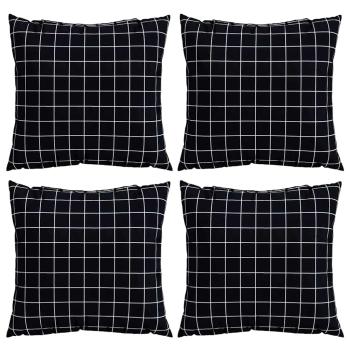 Streupillows 4 pcs Schwarz kariert 60 x 60 cm Polyesterstoff