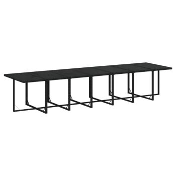 15-tlg. Garten-Essgruppe mit Kissen Poly Rattan Schwarz
