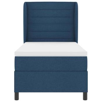 Boxspringbett mit Matratze mit Kopfteil Blau 90 x 190 cm Stoff