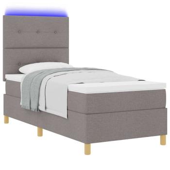 LED Boxspringbett mit Kopfteil Taupe 90 x 190 cm Stoff