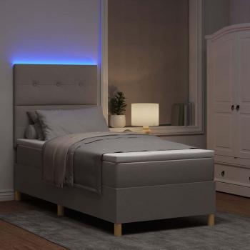 LED Boxspringbett mit Kopfteil Taupe 90 x 190 cm Stoff