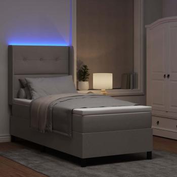 LED Boxspringbett mit Kopfteil Taupe 90 x 190 cm Stoff