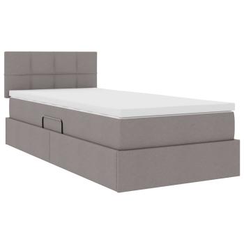 Aufbewahrungsbett mit Matratze Taupe 90 x 190 cm Samt