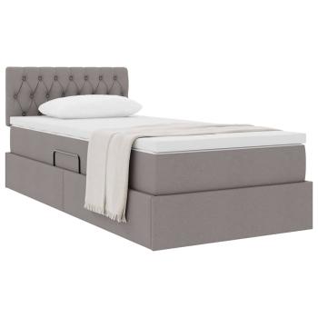 Aufbewahrungsbett mit Matratze Taupe 90 x 190 cm Samt