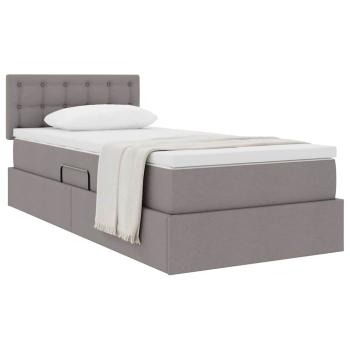 Aufbewahrungsbett mit Matratze Taupe 90 x 190 cm Samt