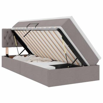 LED-Speicherbett mit Matratze Taupe 90 x 190 cm Stoff