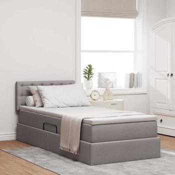 ARDEBO.de - LED-Speicherbett mit Matratze Taupe 90 x 190 cm Stoff