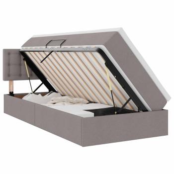 LED-Speicherbett mit Matratze Taupe 90 x 190 cm Stoff
