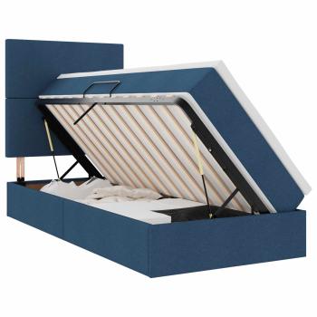 Aufbewahrungsbett mit Matratze Blau 90 x 190 cm Stoff