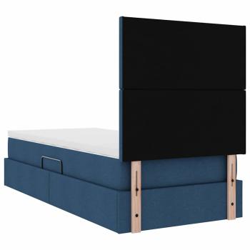 Aufbewahrungsbett mit Matratze Blau 90 x 190 cm Stoff