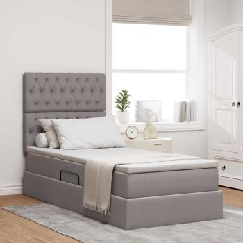 ARDEBO.de - Aufbewahrungsbett mit Matratze Taupe 90 x 190 cm Stoff