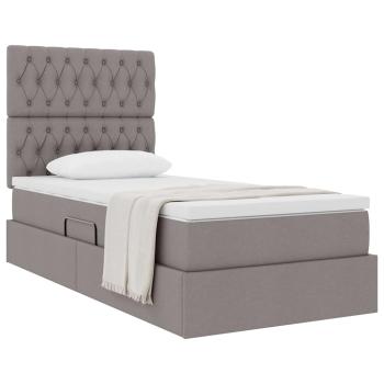 Aufbewahrungsbett mit Matratze Taupe 90 x 190 cm Stoff