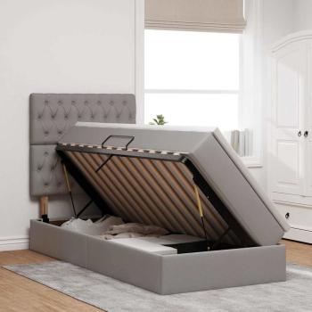 Aufbewahrungsbett mit Matratze Taupe 90 x 190 cm Stoff
