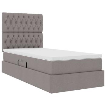 Aufbewahrungsbett mit Matratze Taupe 90 x 190 cm Stoff