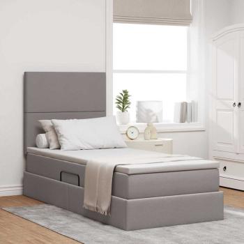 ARDEBO.de - LED-Speicherbett mit Matratze Taupe 90 x 190 cm Stoff