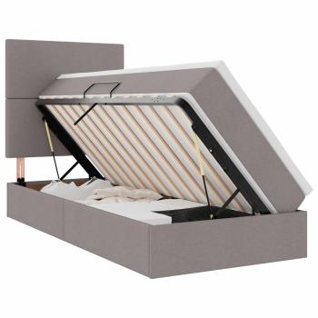 LED-Speicherbett mit Matratze Taupe 90 x 190 cm Stoff