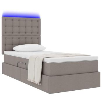 LED-Speicherbett mit Matratze Taupe 90 x 190 cm Stoff