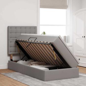 LED-Speicherbett mit Matratze Taupe 90 x 190 cm Stoff