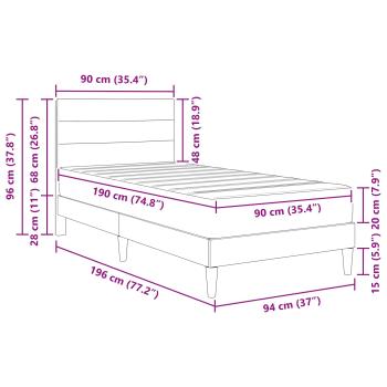 Bettrahmen Taupe 90 x 190 cm Polyester