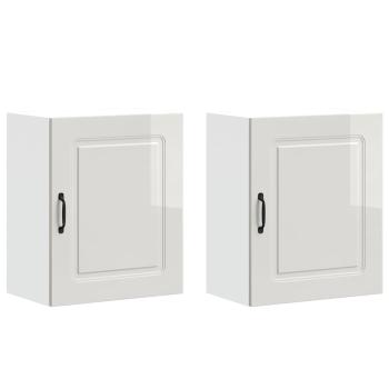 Küchen-Hängeschränke 2 Stk. Kalmar Hochglanz-Weiß Holzwerkstoff