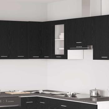 ARDEBO.de - Hängeglasschrank Schwarz Eichen-Optik 40 x 31 x 60 cm Holzwerkstoff