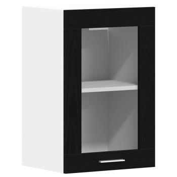 Hängeglasschrank Schwarz Eichen-Optik 40 x 31 x 60 cm Holzwerkstoff
