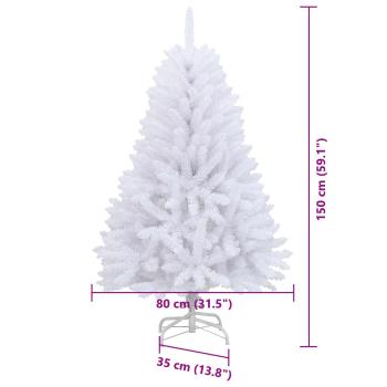 Künstlicher Weihnachtsbaum Weiß 150 cm PVC und Metall
