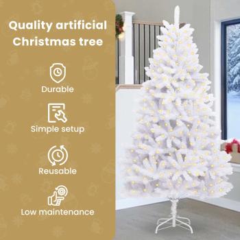 Künstlicher Weihnachtsbaum Weiß 270 cm PVC und Metall
