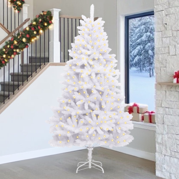 Künstlicher Weihnachtsbaum Weiß 270 cm PVC und Metall