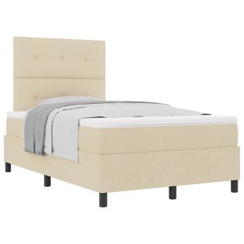 Boxspringbett mit Kopfteil Creme 120 x 190 cm Stoff