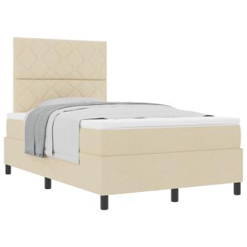 Boxspringbett mit Kopfteil Creme 120 x 190 cm Stoff