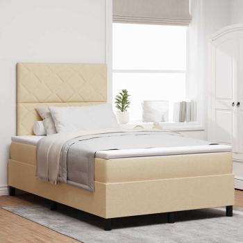 ARDEBO.de - Boxspringbett mit LED-Lichtleisten Creme 120 x 190 cm Stoff