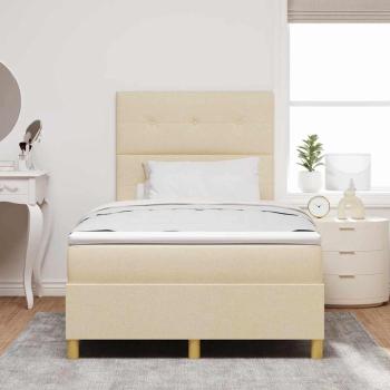 LED Boxspringbett mit Kopfteil Creme 120 x 190 cm Stoff