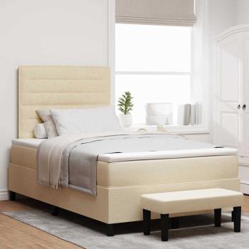 ARDEBO.de - Boxspringbett mit Matratze Creme 120 x 190 cm Stoff
