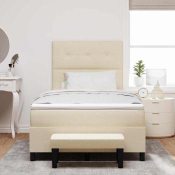 Boxspringbett mit Kopfteil Creme 120 x 190 cm Stoff