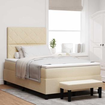 ARDEBO.de - Boxspringbett mit Kopfteil Creme 120 x 190 cm Stoff