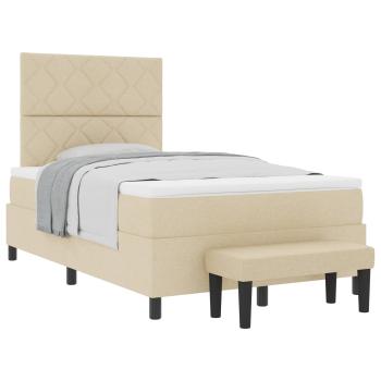 Boxspringbett mit Kopfteil Creme 120 x 190 cm Stoff