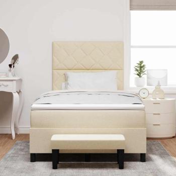 Boxspringbett mit Kopfteil Creme 120 x 190 cm Stoff