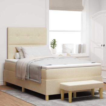ARDEBO.de - Boxspringbett mit Kopfteil Creme 190 x 120 cm Stoff