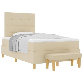 Boxspringbett mit Kopfteil Creme 190 x 120 cm Stoff