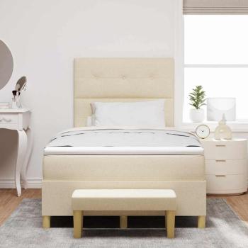Boxspringbett mit Kopfteil Creme 190 x 120 cm Stoff