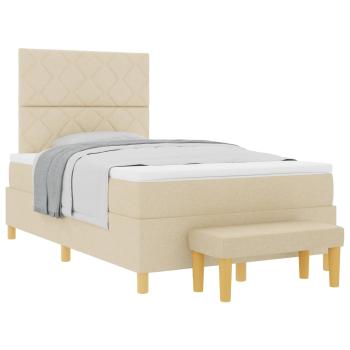 Boxspringbett mit Kopfteil Creme 190 x 120 cm Stoff