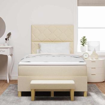 Boxspringbett mit Kopfteil Creme 190 x 120 cm Stoff