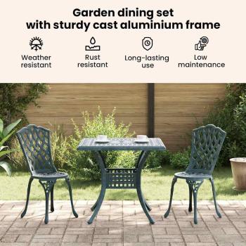 Gartentisch Set 3 pcs Grün Gussaluminium